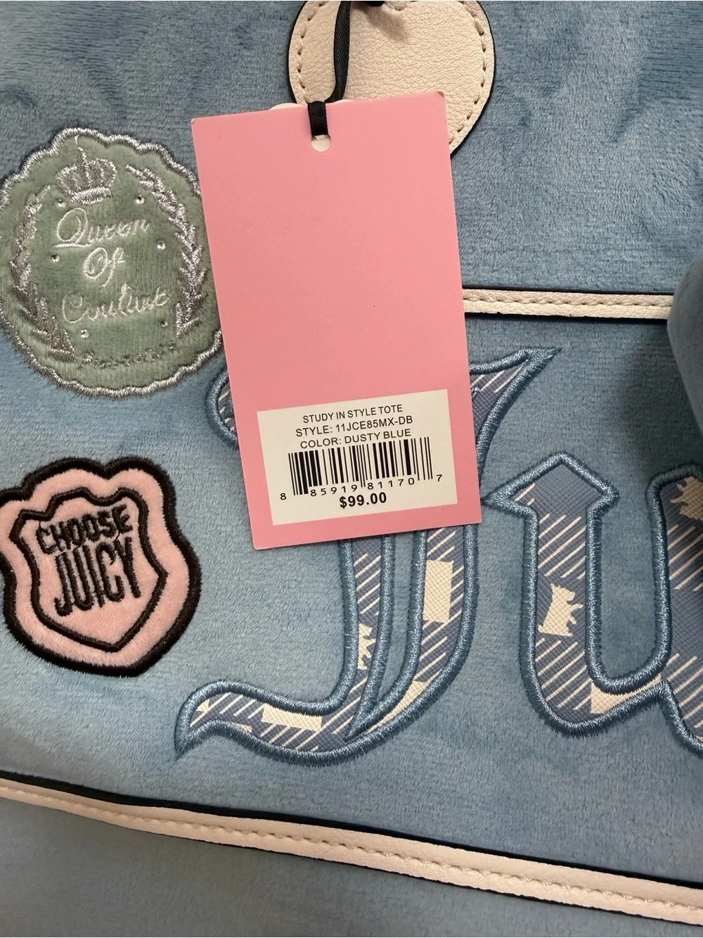 NWT Juicy Couture Study in Style Tote In Dusty Blue